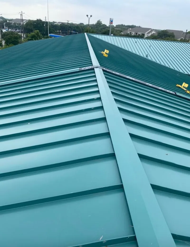 Green commercial metal roof ridge and valley for Metal Roof Repair in Laurens